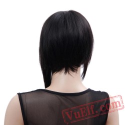 Kanekalon Short Black Wig Natural Straight Bob Full Wigs Women