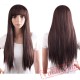 Long Straight Brown Black Hair Wig Cosplay Party Women Flat Bangs