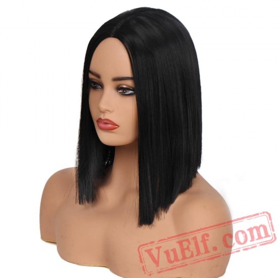 Black Short Bobo Hair Women Hair Cap Short Straight Wigs Women