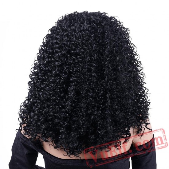 Kinky Culry Wig Women Natural Short Black Wigs Party Cosplay Wig