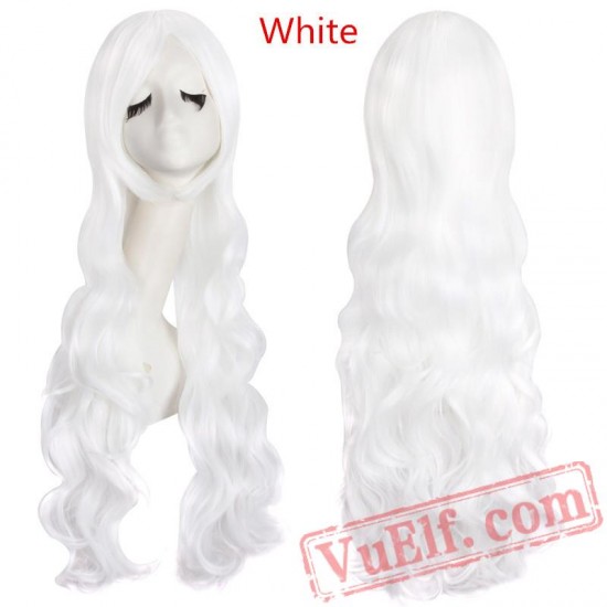 Long Wavy Cosplay Wigs Bangs Pink Black Blue Brown Blonde Women Wig Hair