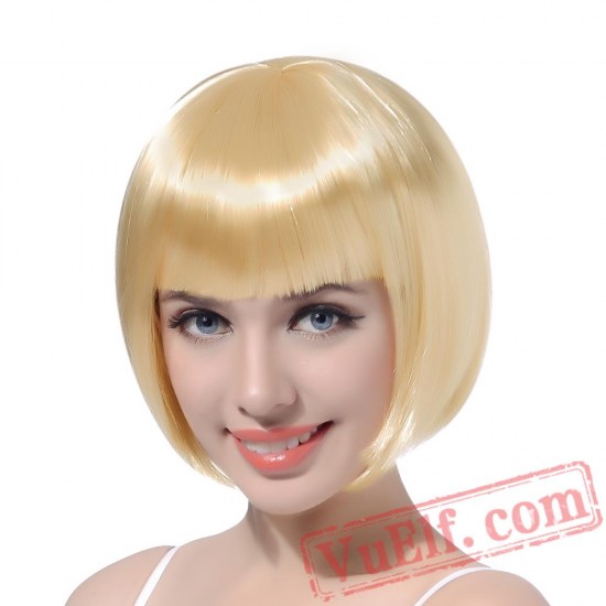 Short Straight Cosplay Bob Women Wig Hair Pink Cosplay Party Halloween Wigs