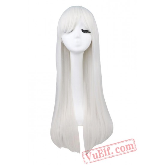 Long Straight Cosplay Wig Black Purple Pink Blue Sliver Gray Blonde White Orange Brown