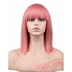 Short Straight Cosplay Wig Party Red Blonde Blue Green Pink