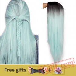 Green Straight Long Wigs Women Black Pink Cosplay Wigs