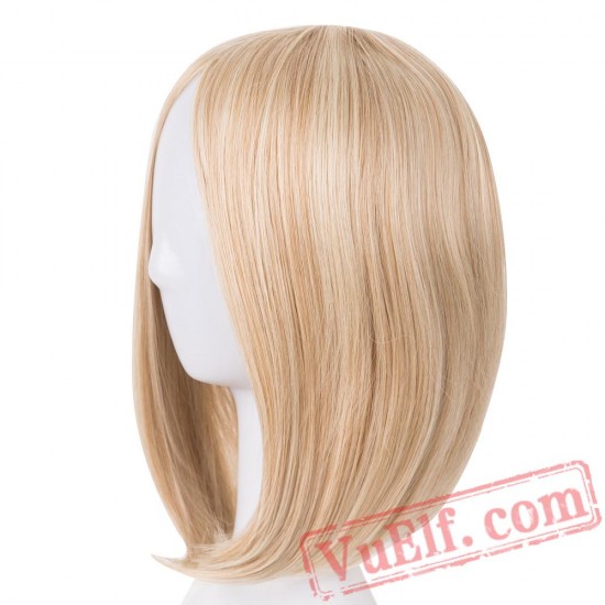 Short Blonde Wavy Bangs Wig Cosplay Salon Party Pink