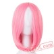 Short Blonde Wavy Bangs Wig Cosplay Salon Party Pink