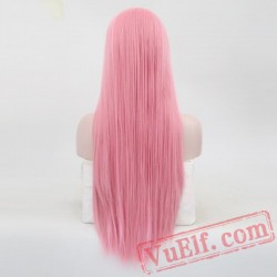 Silky Straight Hair Pink Wig Lace Front Wig White Women