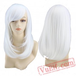 women white rose red burgundy blue straight hair wigs