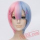 Beauty Cosplay Wigs Short Half Blue Half Pink Wigs