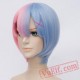 Beauty Cosplay Wigs Short Half Blue Half Pink Wigs