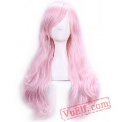 Pink Wig Heat Resistant Perruque Long Curly Hair
