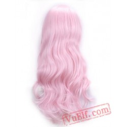 Pink Wig Heat Resistant Perruque Long Curly Hair