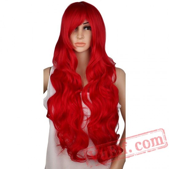 Long Curly Cosplay Wig Party Red Pink Sliver Gray Blonde Black
