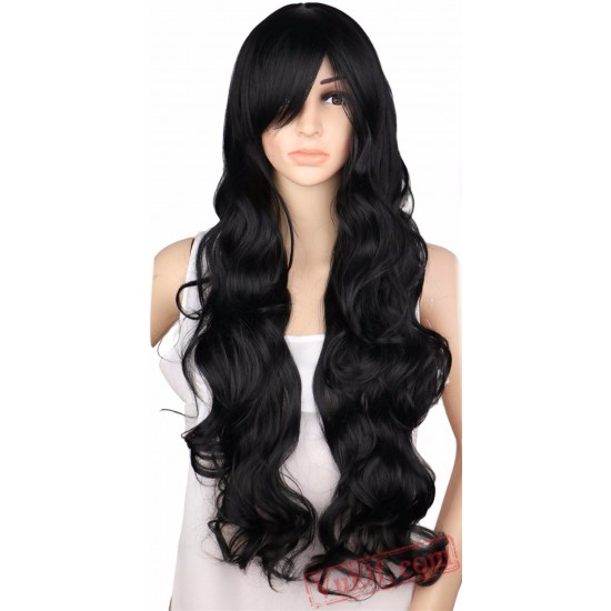 Long Curly Cosplay Wig Party Red Pink Sliver Gray Blonde Black