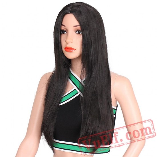 Long Pink Blonde Black Grey Natural Wave Dark Roots Wigs Women