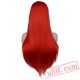 Women Natrual Long Wavy Full Head Wig Cosplay Black Red Pink