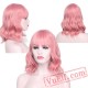 Women Pink Short Wig aisi Hair Long Wave