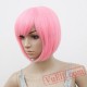 Bob Wig Oblique Fringe Bangs Short Wavy Wigs Pink Hair Women