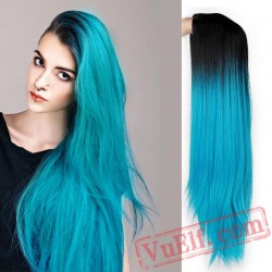 Blue Green Straight Long Wigs Women Black Pink Wigs