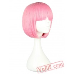 Pink Wig Short Wavy Hair Peruca Pelucas Cartoon Cosplay Bob