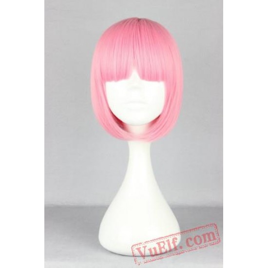 Pink Wig Short Wavy Hair Peruca Pelucas Cartoon Cosplay Bob