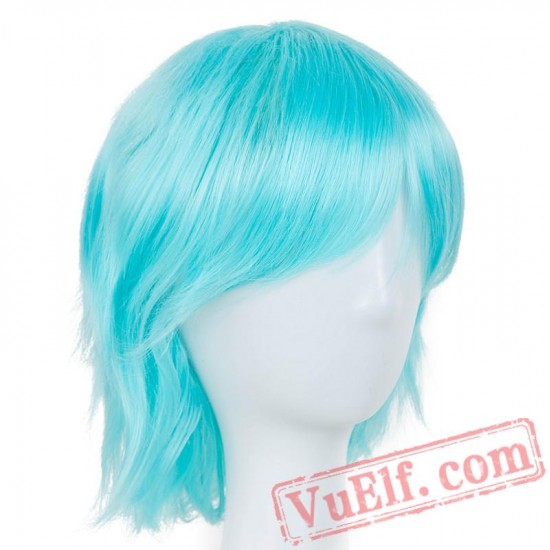 Short Wig Wavy Cos-play Sky Blue/Red/Pink/Purple/White Hair