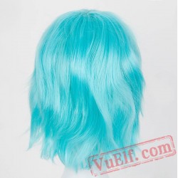 Short Wig Wavy Cos-play Sky Blue/Red/Pink/Purple/White Hair