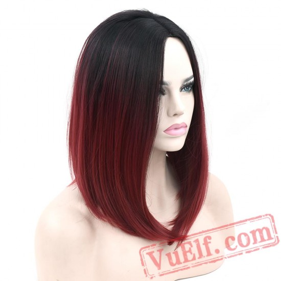 Pink Straight Bob Wigs Short Party Hair Cosplay Wig Women
