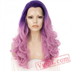 Lace Front Deep Wave Pink Wigs Women Two Tone Lace Wigs Cosplay
