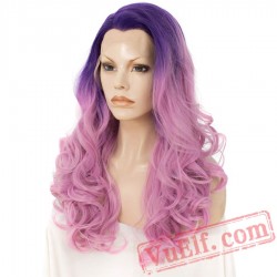 Lace Front Deep Wave Pink Wigs Women Two Tone Lace Wigs Cosplay