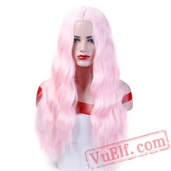 Long Curly pink wigs Women Hair Party Cosplay Wigs