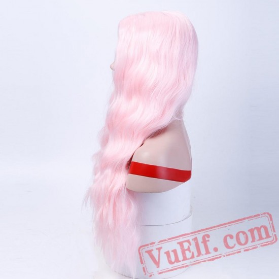 Long Curly pink wigs Women Hair Party Cosplay Wigs