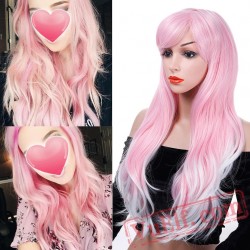 Long Wavy Pink Wigs African American Curly Cosplay Wigs