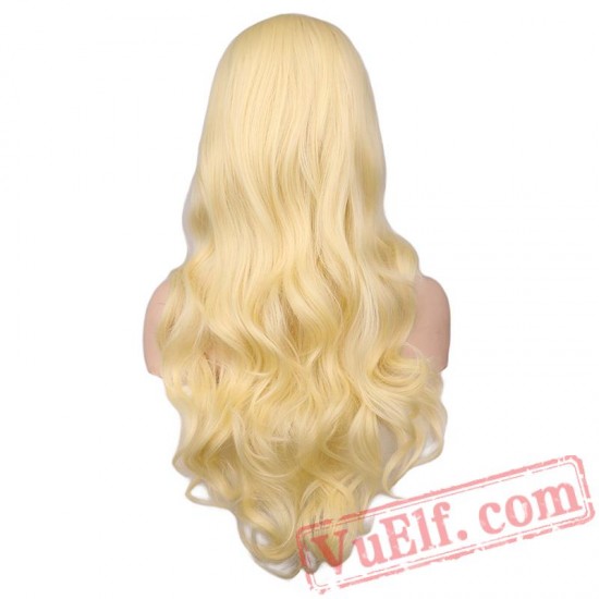 Women Long Wavy Full Wig Cosplay Red Pink Blonde Brown Hair Wigs