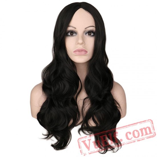 Women Long Wavy Full Wig Cosplay Red Pink Blonde Brown Hair Wigs