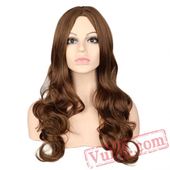 Women Long Wavy Full Wig Cosplay Red Pink Blonde Brown Hair Wigs