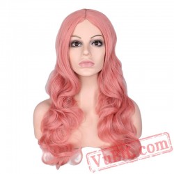 Women Long Wavy Full Wig Cosplay Red Pink Blonde Brown Hair Wigs