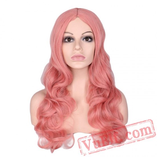 Women Long Wavy Full Wig Cosplay Red Pink Blonde Brown Hair Wigs