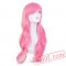 Pink Wig Long Wavy Bangs Hair Cartoon Halloween Carnival Cosplay