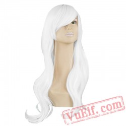 Pink Wig Long Wavy Bangs Hair Cartoon Halloween Carnival Cosplay