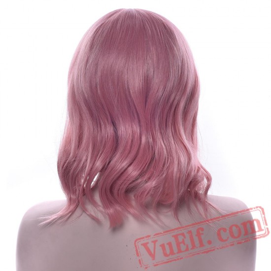 Short Curly Hair Pink Wigs Black Brown Red Cosplay Wig Women