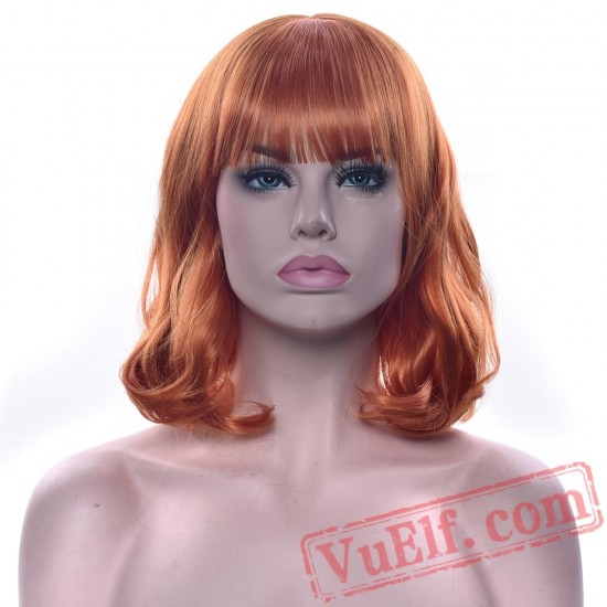 Short Curly Hair Pink Wigs Black Brown Red Cosplay Wig Women