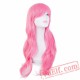 Pink Wig Long Curly Hair Women Perruque Cartoon Role Cosplay Party