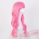Pink Wig Long Curly Hair Women Perruque Cartoon Role Cosplay Party