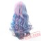 Long Women Hair Wigs Pink Blue Hair Cosplay Wig Peruca