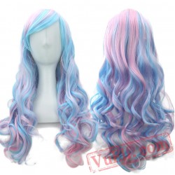 Long Women Hair Wigs Pink Blue Hair Cosplay Wig Peruca
