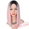 Black Pink Straight Wigs Short Black Hair Women