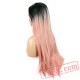 Long Straight Black Pink Wig Pastel Two Tone Lace Front Wigs