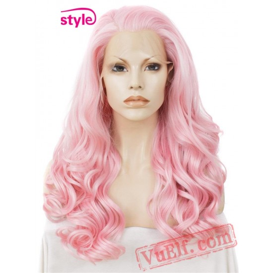 cosplay Loose pink wig Lace Front Wigs women